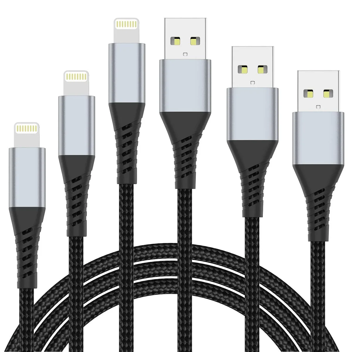 MCHOSE MCHOSE 2ft Braided Lightning Cable 3-Pack MFi Certified — product photo