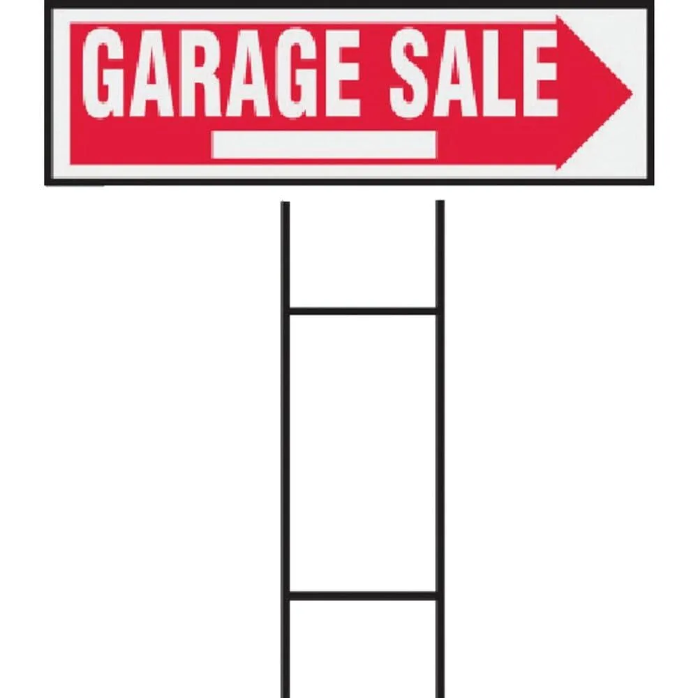  Hy-Ko RS-804 Garage Sale Corrugated Plastic Sign 9.25" x 24" Red/White — product photo