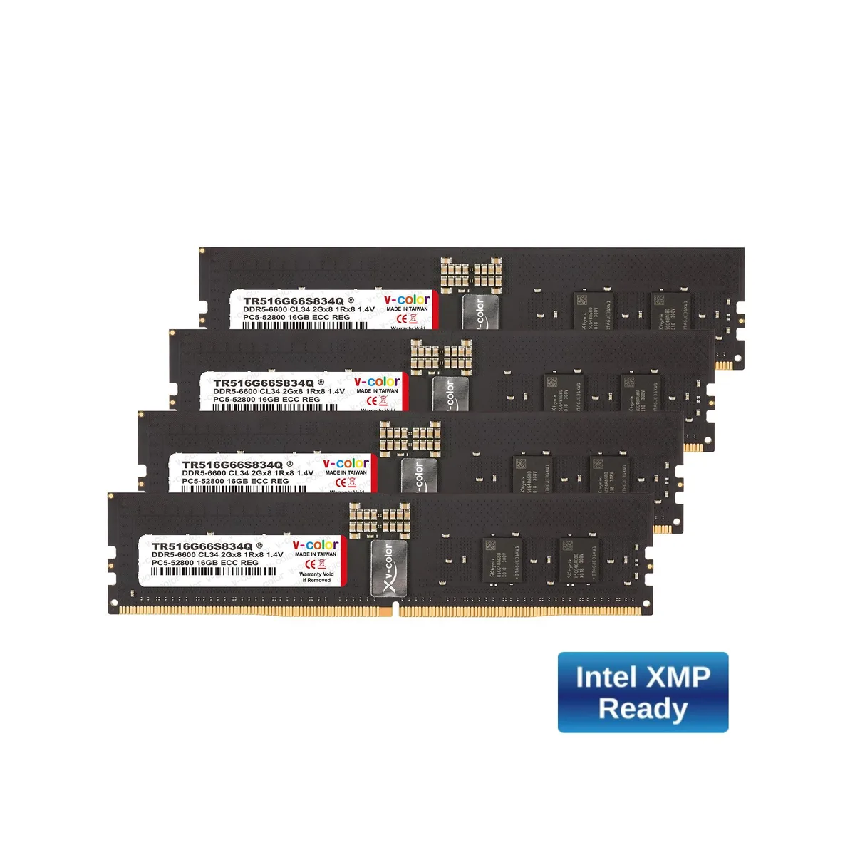 V-color V-color OC R-DIMM 64GB 16GBx4 DDR5 6600 CL34 ECC Registered W790 Workstation — product photo