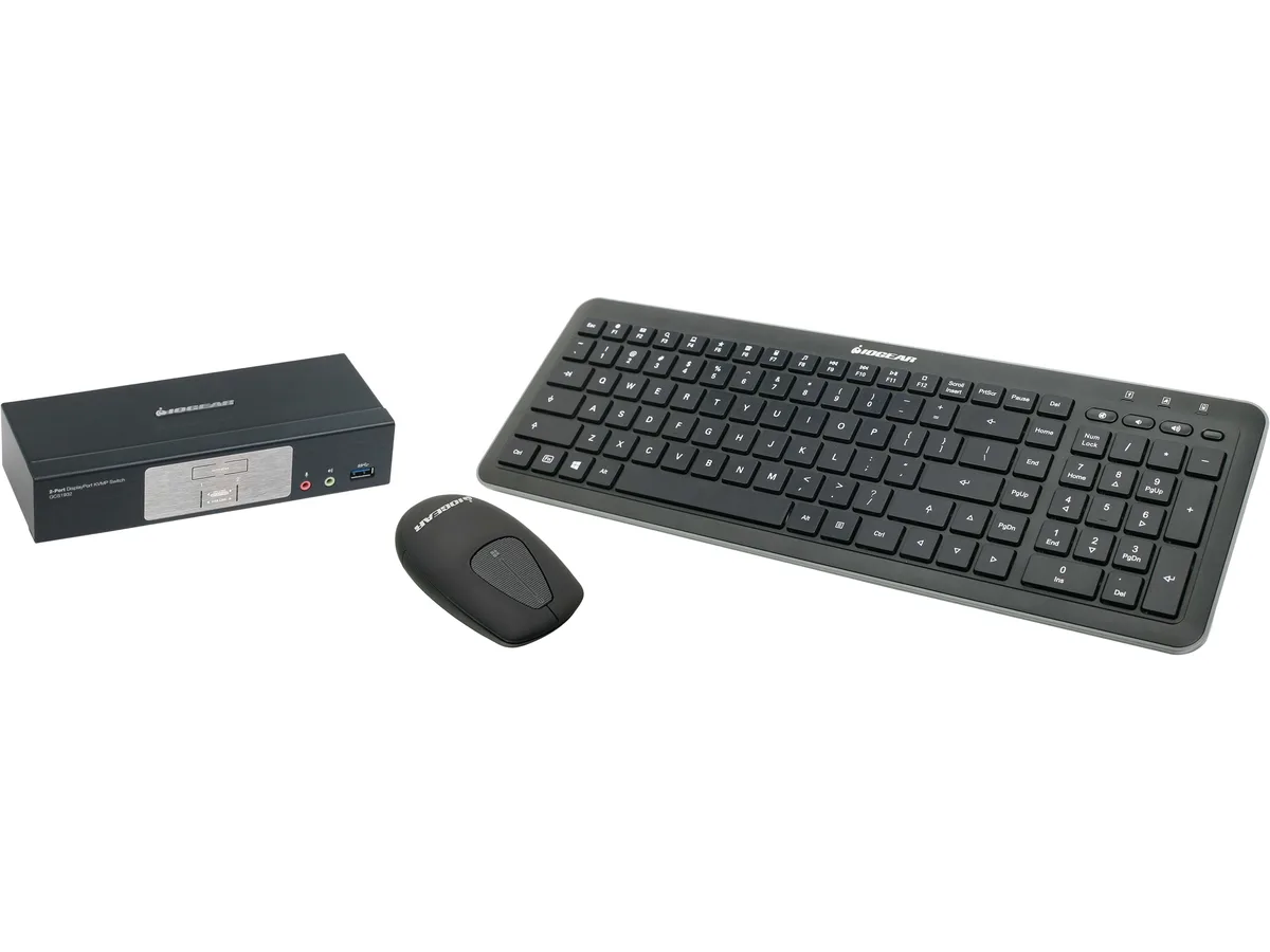 IOGEAR IOGEAR GCS1932-KM 2-Port DisplayPort 1.2 KVM Switch with Wireless Keyboard &amp; Mouse — product photo