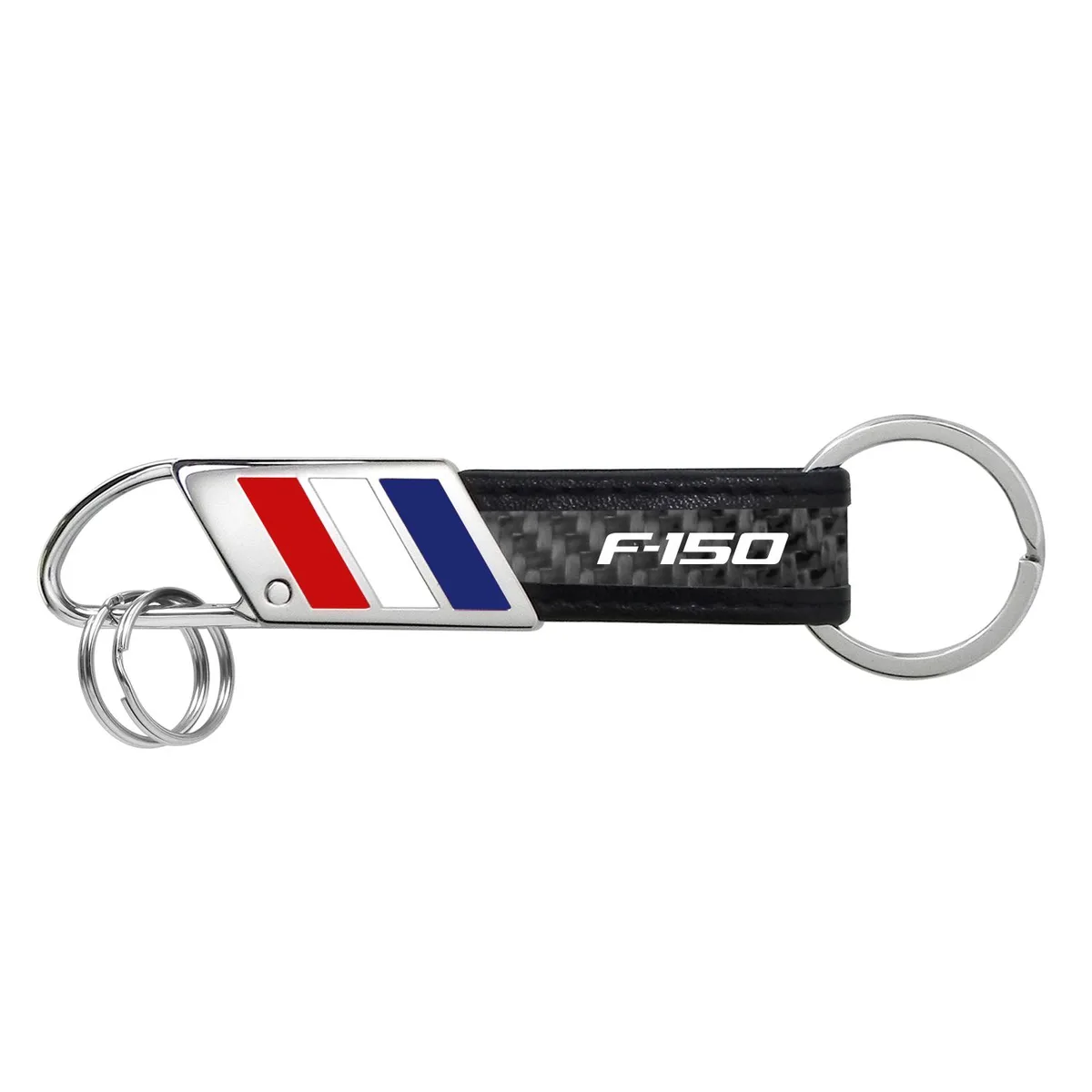 iPick Image, LLC iPick Image, LLC Ford F-150 Carbon Fiber Leather Key Chain Red White Blue Stripe — product photo