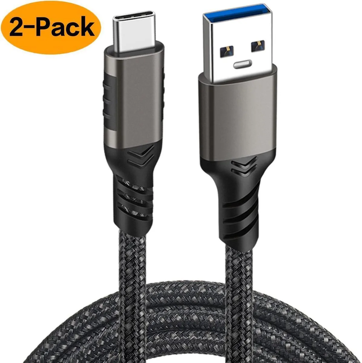 SMUGDESK SMUGDESK USB 3.1 Gen 2 USB-A to USB-C Braided Cable 10ft 2 Pack 60W 10Gbps — product photo