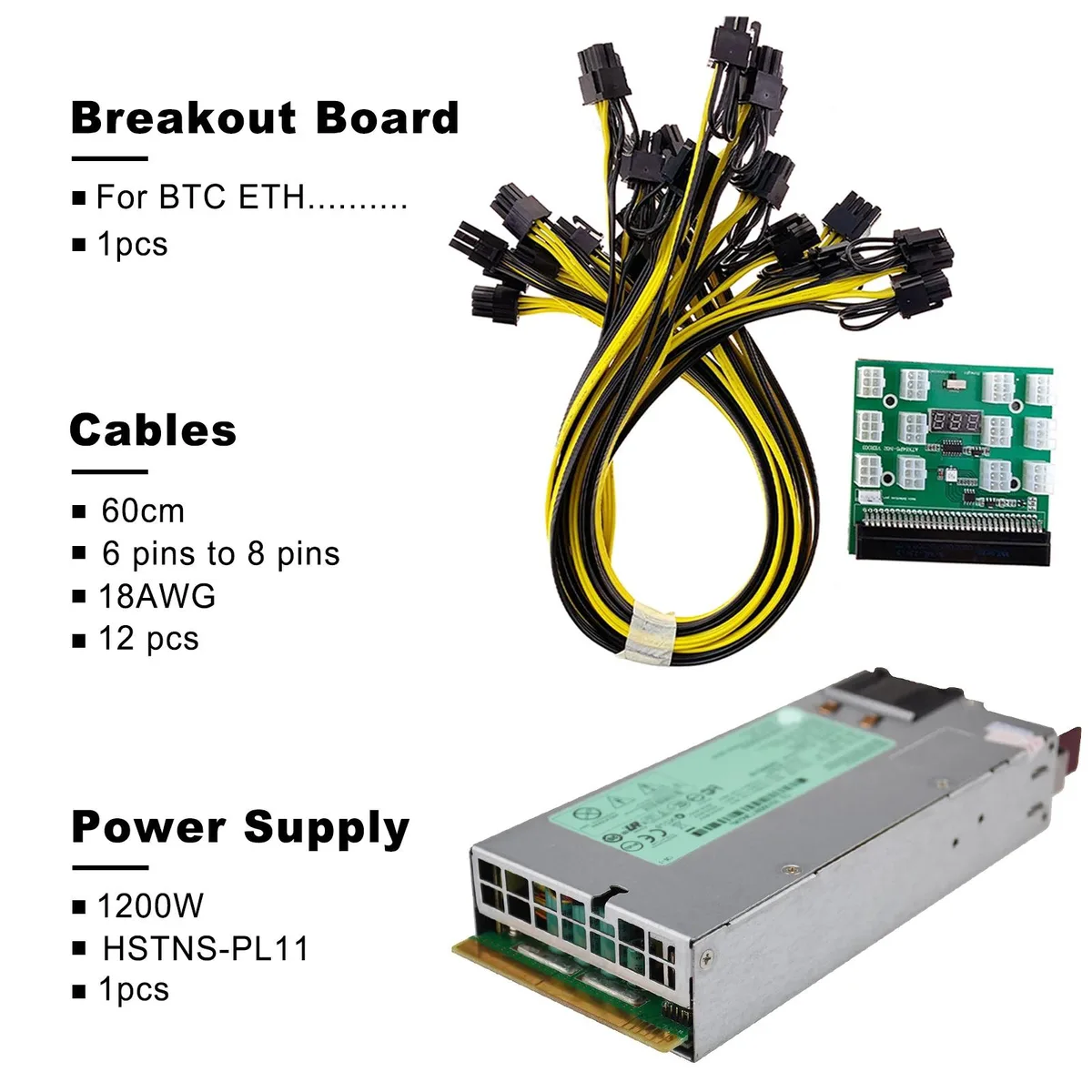 WMtec WMtec 1200W Server Power Supply DL580G6 G7 Breakout Board 12×6pin-to-8pin 60cm — product photo