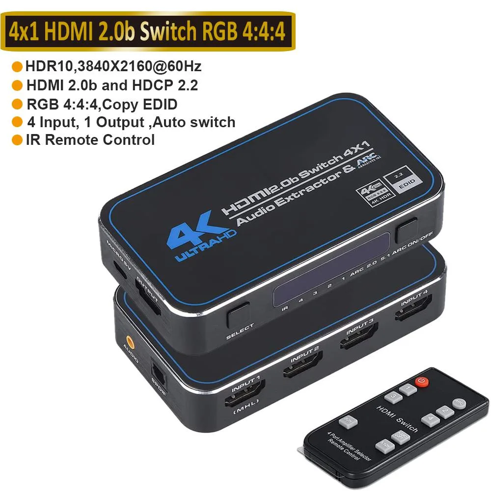 ESTONE ESTONE OZQ4 4x1 HDMI Switch Audio Extractor 4K 60Hz — product photo