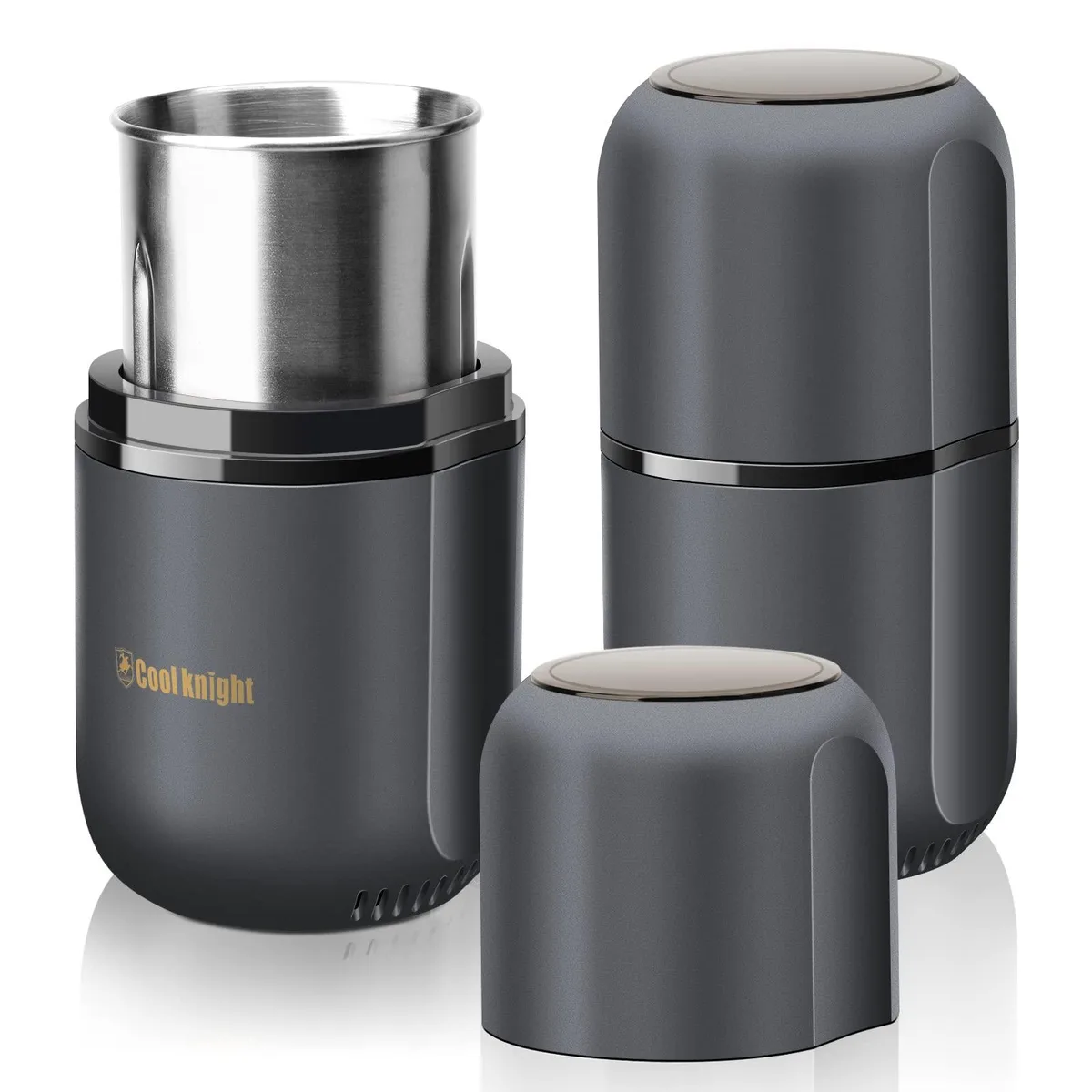 Stainless steel electric coffee grinder with transparent lid, 120g capacity
