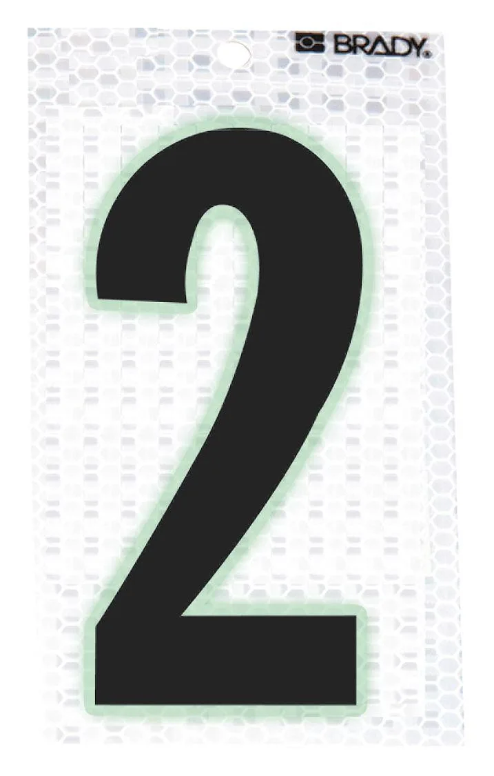Ten silver vinyl number 2 markers with black characters and glow border