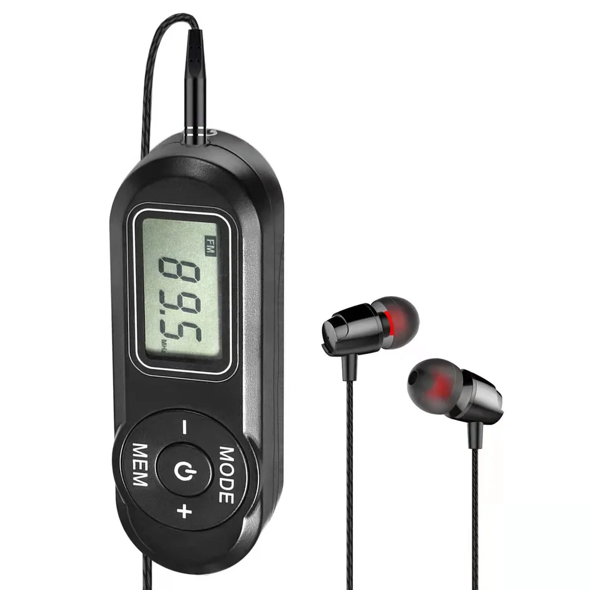  SWDSTP HDR707 FM Pocket Radio with Headphones and Belt Clip — product photo