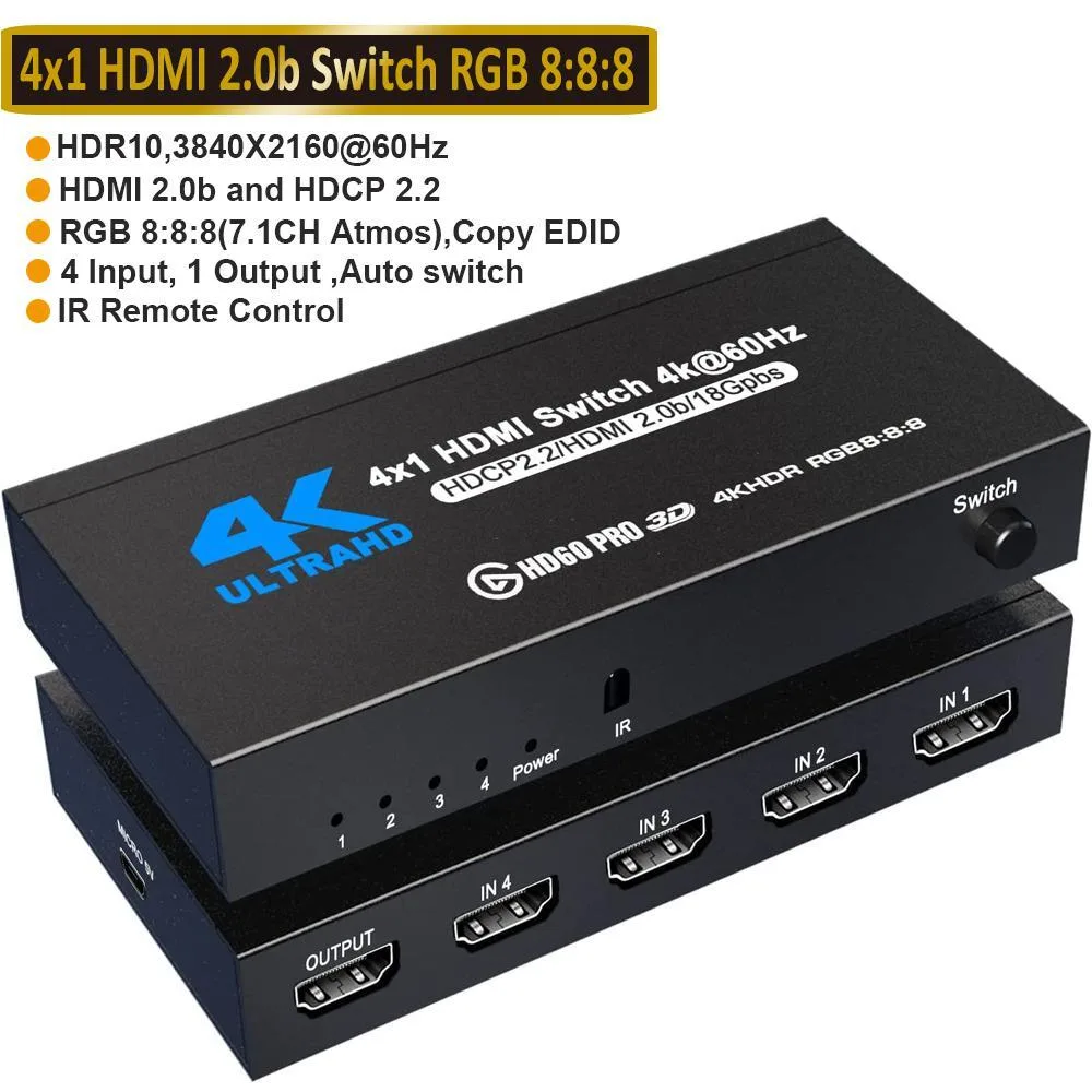 WRIARICH WRIARICH OZQ5-2 4K@60Hz 4-Port HDMI Video Switch — product photo