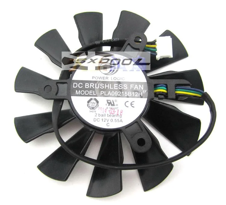 SXDOOL SXDOOL PLA09215B12H 87mm graphics card cooler 12V .55A 42mm mount — product photo
