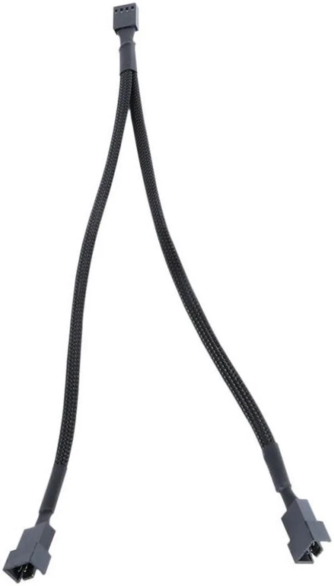 Vszerda Vszerda 10 inch Black Sleeved 4pin PWM 2-Fan Y Splitter Cable — product photo
