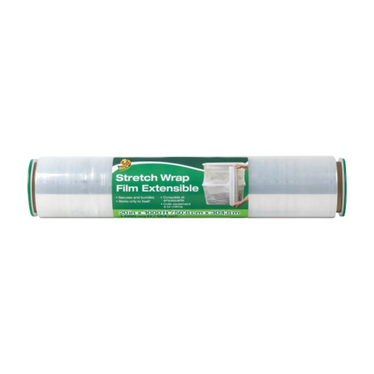 Duck Duck Stretch Wrap 20 in x 1000 ft Clear 40 gauge mailing supply — product photo