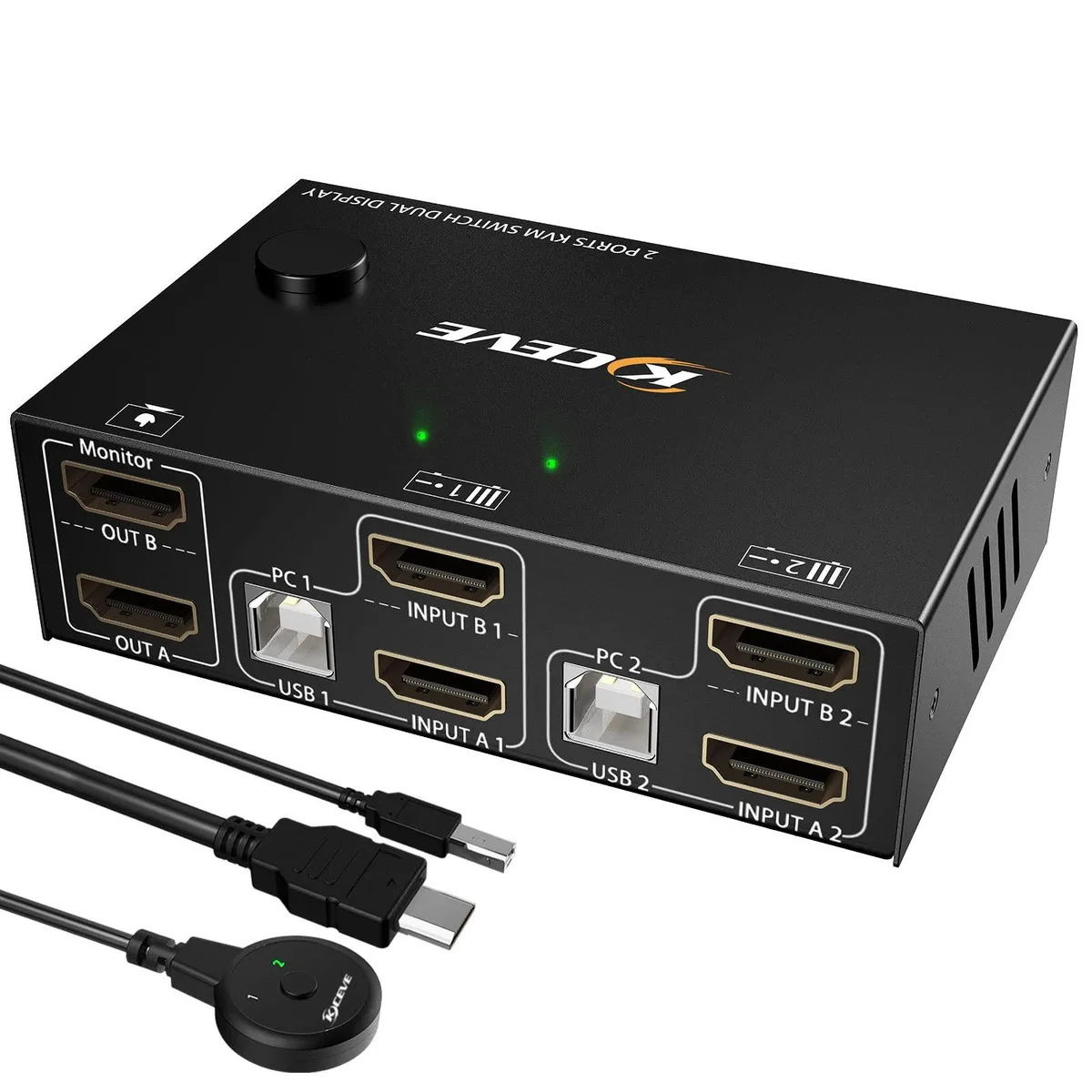  Club3D KC-KVM202-B Dual Monitor KVM Switch HDMI 2 Port 4K@60Hz USB 2.0 — product photo