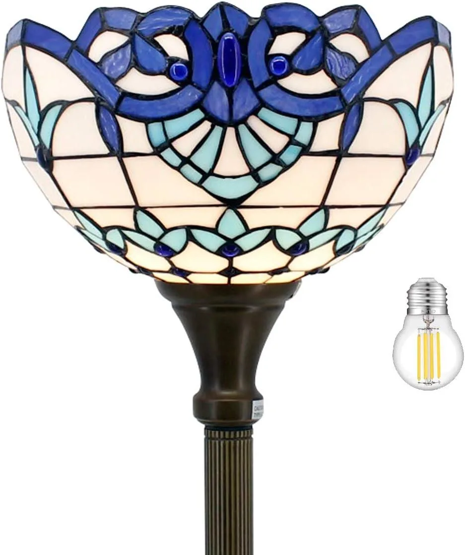 TUKO TUKO Navy Blue Baroque Stained Glass Floor Lamp 66 Inch — product photo