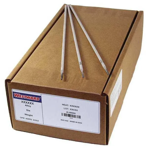 Grey carbon steel welding electrodes in a 50 lb can