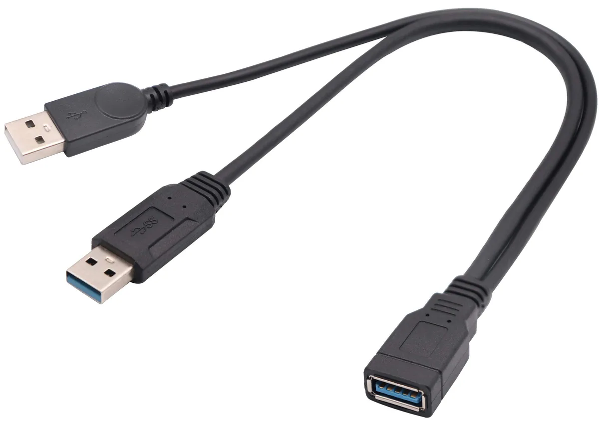 BUCIER BUCIER USB 3.0 A Female to Dual USB 3.0 A Male + USB 2.0 A Male Y Splitter Cable 30cm — product photo
