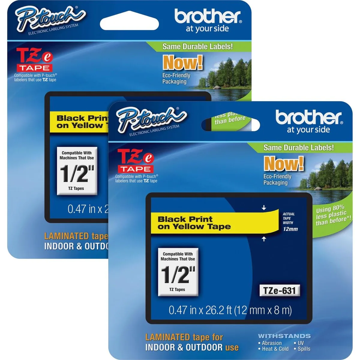 Brother Brother TZE631BD pos accessory yellow 12mm 8m 2 pack — fotografie produktu