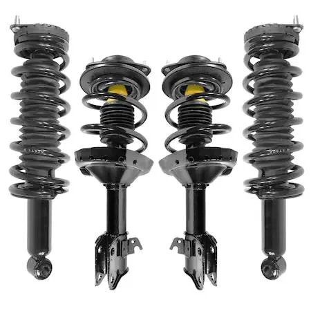 Unity complete strut assembly kit, four silver struts with coiled springs and top mounts