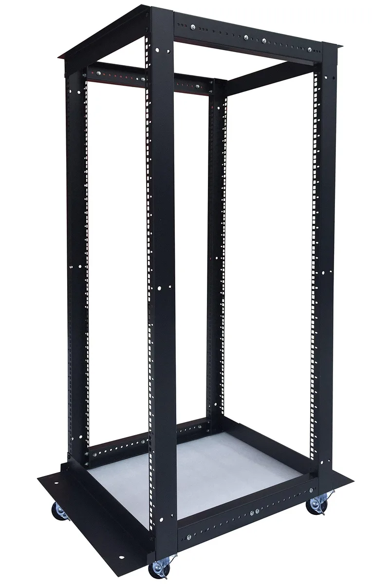 SYSRACKS SYSRACKS 22U 4-Post Open Frame Server Rack, 24-37in Depth, Black — product photo