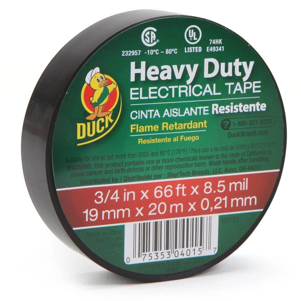  Duck Heavy Duty Electrical Tape 0.75-Inch x 66-Feet Black 393120 — product photo