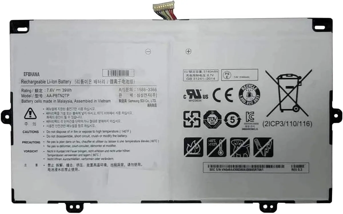 NShi NShi AA-PBTN2TP laptop battery 7.6V 39Wh 5140mAh for Samsung Chromebook Pro XE513C24 XE510C24 — product photo