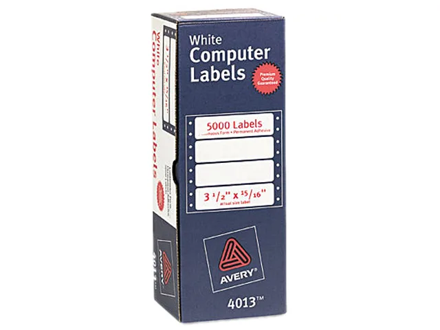 Avery Avery 4013 Continuous Form Computer Labels 3-1/2" x 15/16" 5000 White — product photo