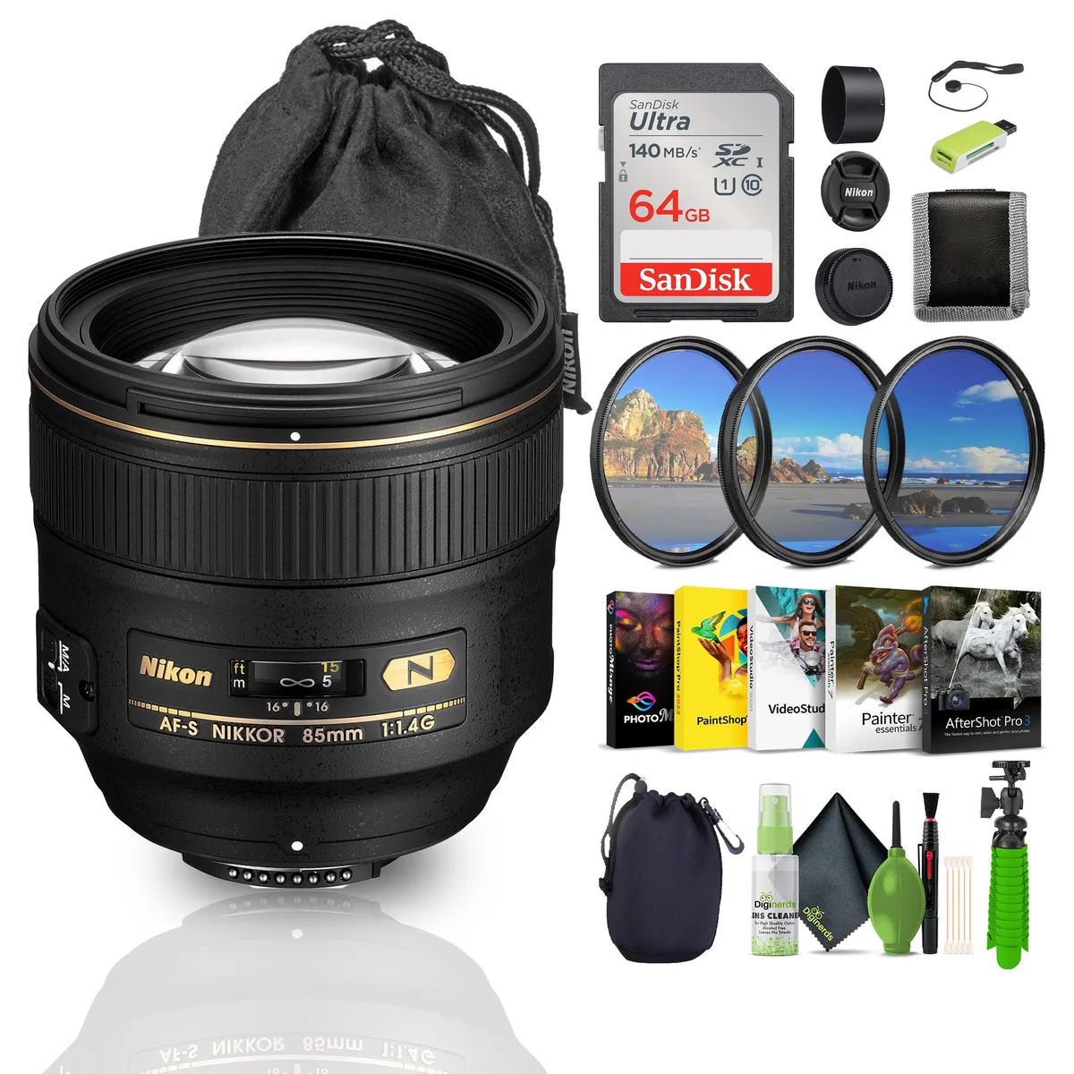 Nikon Inc Nikon AF-S NIKKOR 85mm f/1.4G Lens Bundle (2195) — product photo
