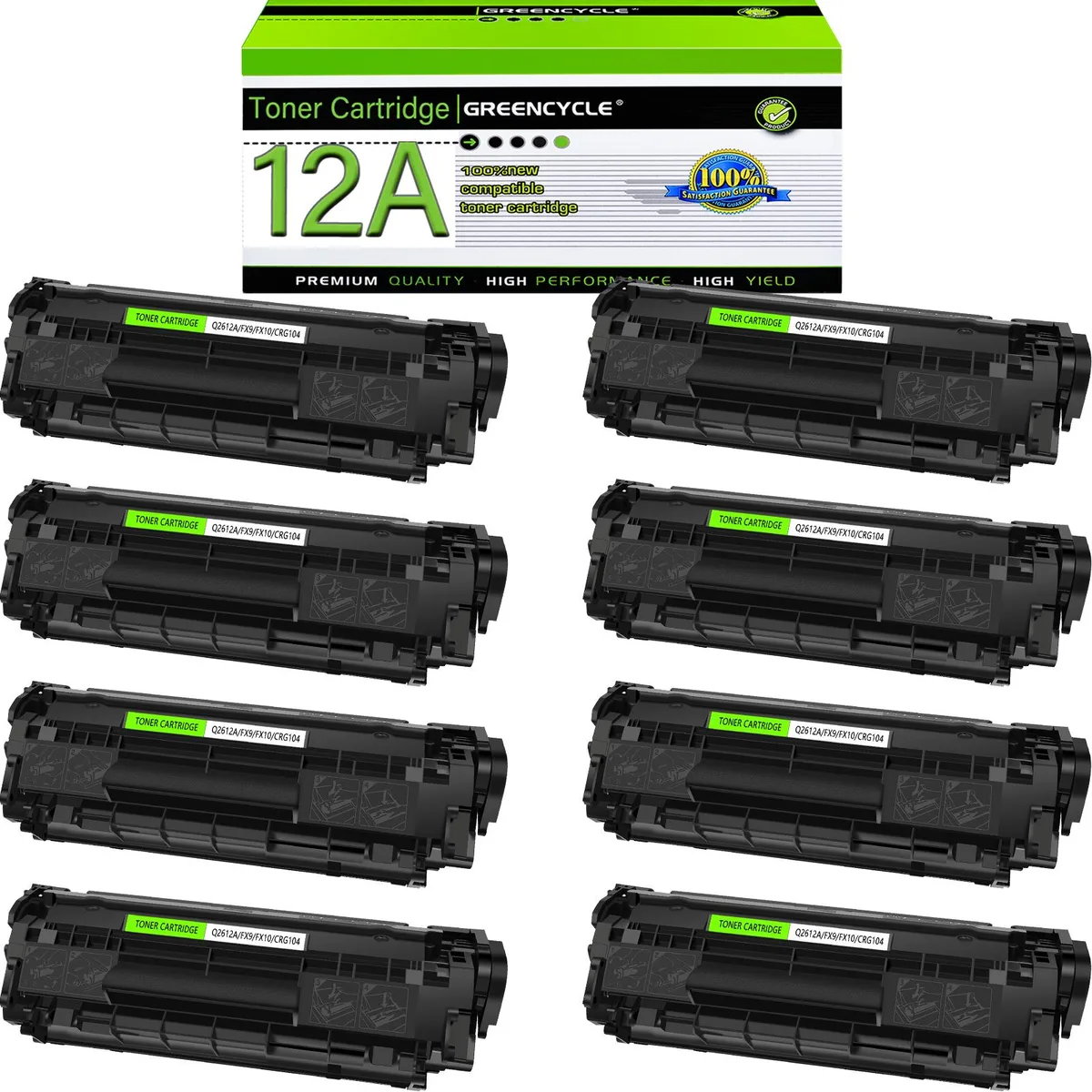 GREENCYCLE GREENCYCLE Q2612A Compatible Toner Cartridge 8 Pack — product photo