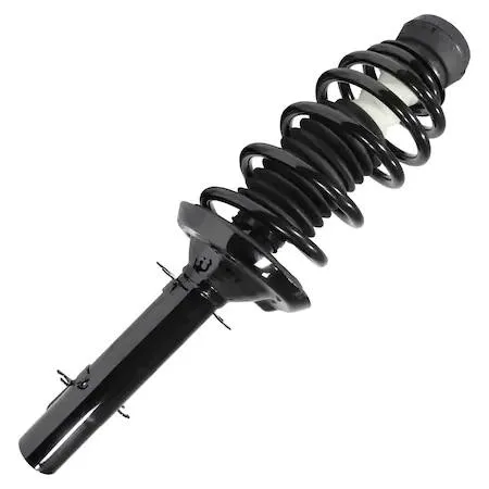 Silver metal front complete strut assembly with coiled spring and top mount