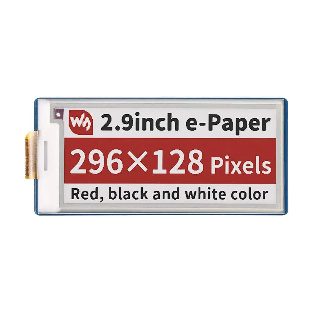 Small rectangular 2.9 inch e-paper HAT with red black white display for Raspberry Pi Pico