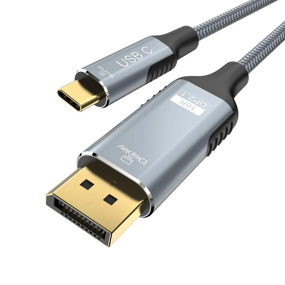 Anehmeta USB C to DisplayPort 2.1 Cable 40Gbps 16K@30Hz 8K@120Hz 3.3ft Grey — product photo