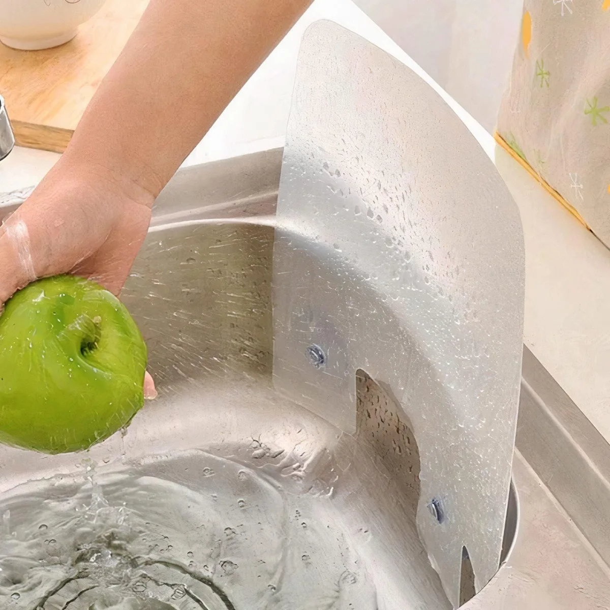 Three flexible PVC sink splash guards with suction cups, 9.7 by 11 inches