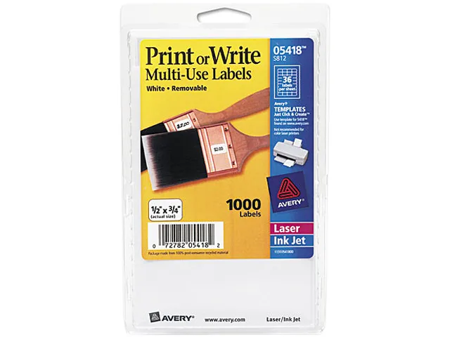 Avery Avery 5418 removable labels white 1000 pack — product photo
