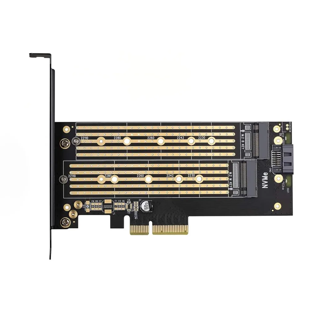 IHDAPP IHDAPP Dual M.2 PCIe Adapter SATA NVMe Heatsink — product photo
