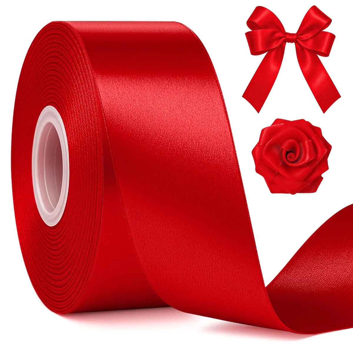  FULLIVE FLRibbon-Red Polyester Red Ribbon 1.57 in 30 Yards general craft — product photo