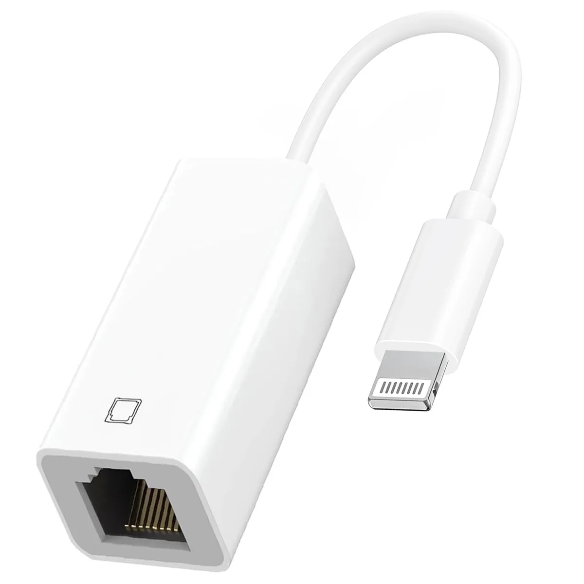 White Lightning to RJ45 Ethernet adapter, slim rectangular body