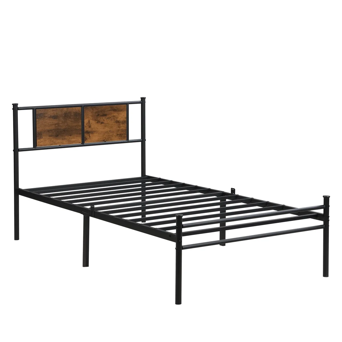 tuphen tuphen Twin Size Metal Bed Frame with Wood Panel Headboard Black 10.8" Clearance 300LBS — product photo