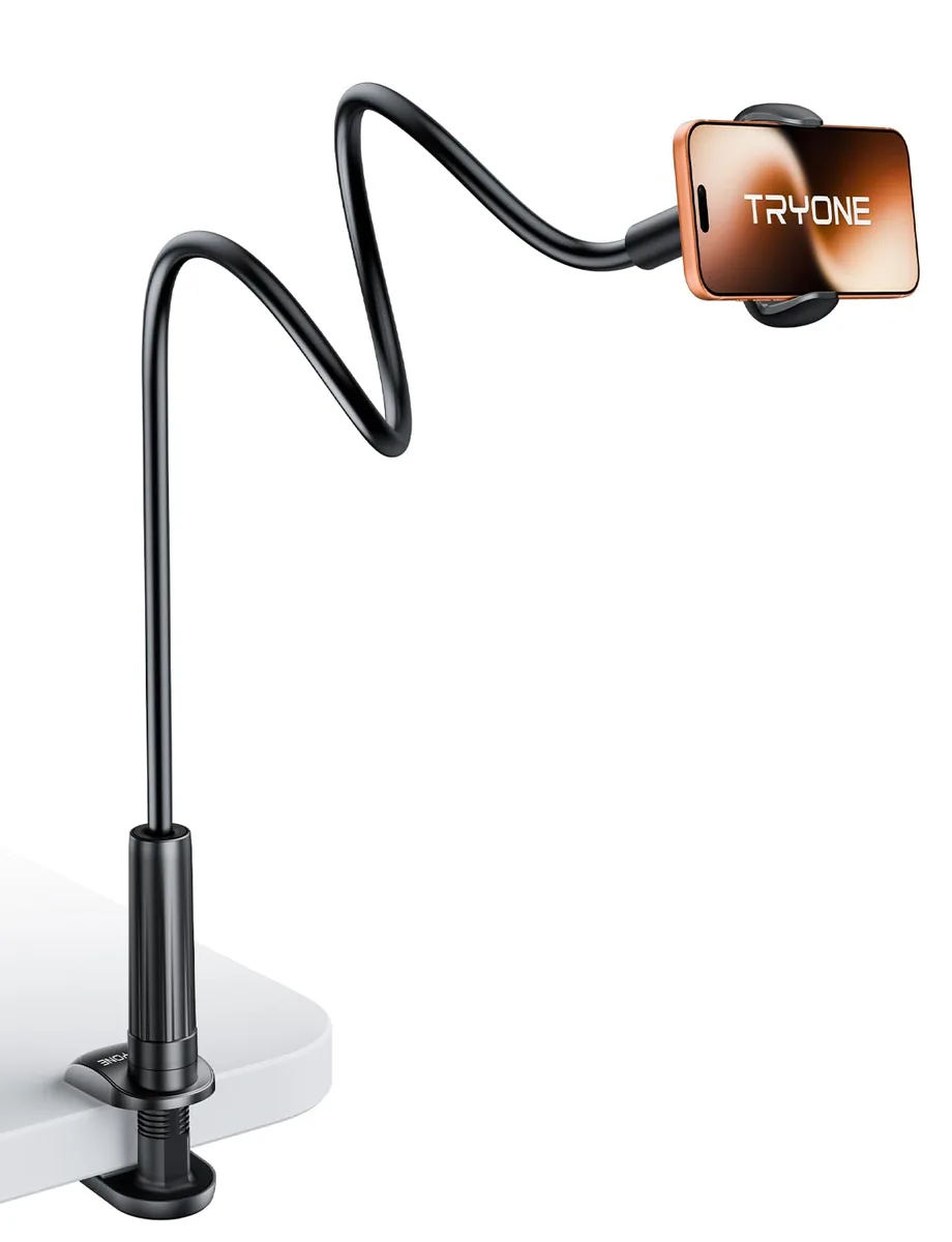 No Sew No Sew Gooseneck Phone Mount Black 2.56in clamp 11.2oz — product photo