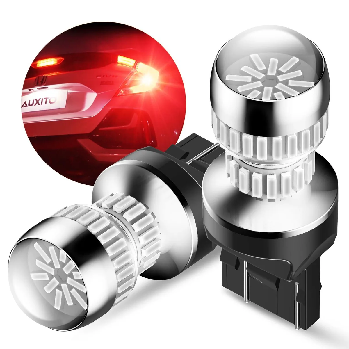 AUXITO 7443/7440 LED Strobe Brake Light Bulbs Red 2 Pack — product photo
