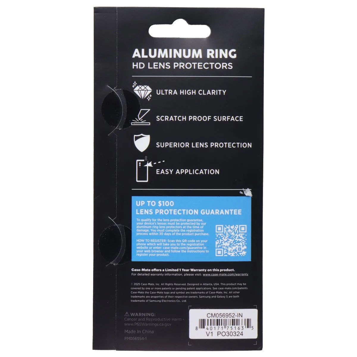 Case-Mate Case-Mate Aluminum Ring HD Lens Protectors Samsung Galaxy S25 Edge Black — product photo