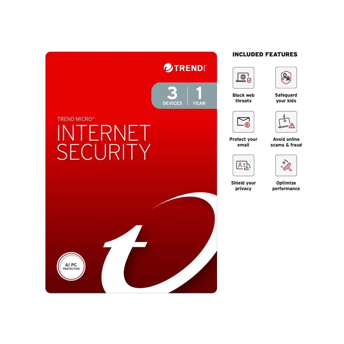 Trend Micro, Inc. Trend Micro TMIS8086 Internet Security 3 Devices 1 Year — product photo