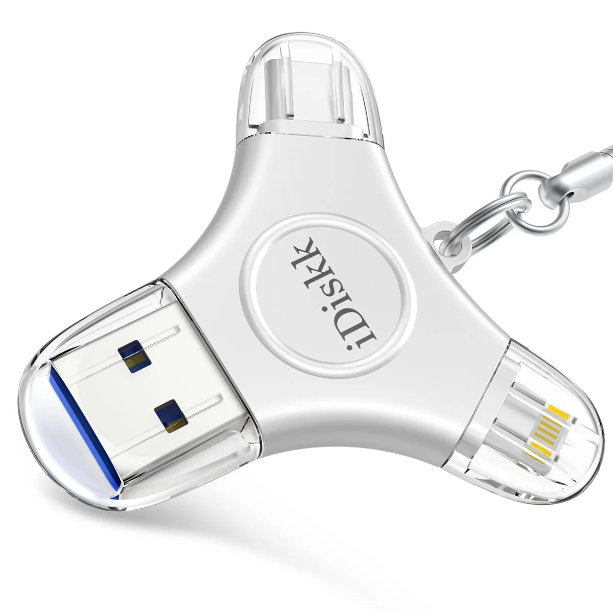 iDiskk iDiskk 3-in-1 USB 3.0 Flash Drive 128GB Silver — product photo