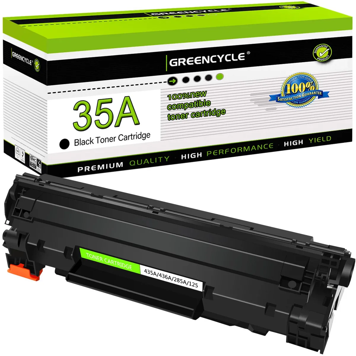 GREENCYCLE GREENCYCLE 35A CB435A Black Toner Cartridge 1600 pages — product photo