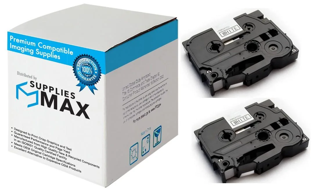 SuppliesMax SuppliesMax TZE-121 2PK Black on Clear Label Tape 9mm x 8m — product photo