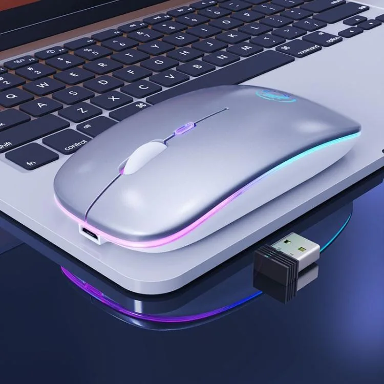 allentian allentian E-1300 1600DPI Wireless Mouse Silver Charging Luminous Edition — product photo
