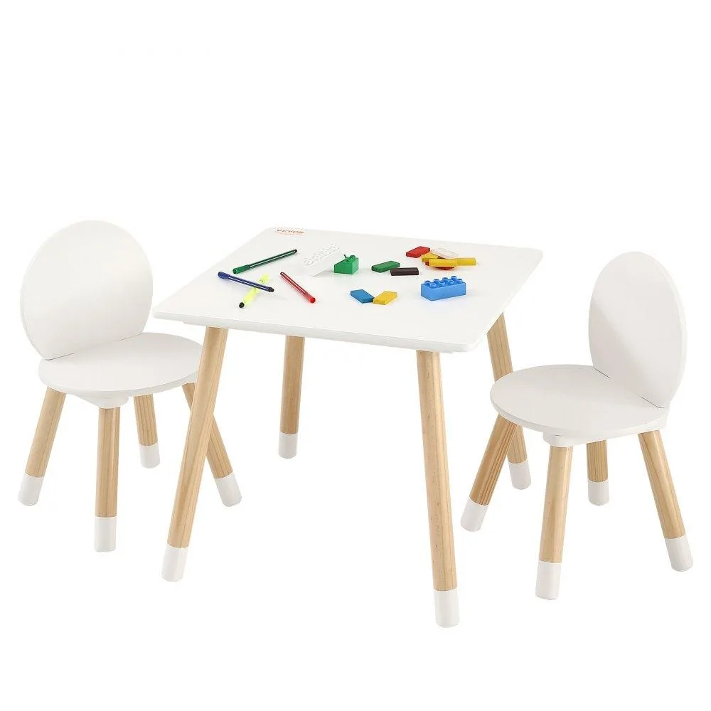 VEVOR VEVOR Kids Table and 2 Chairs Set Light Wood White — product photo