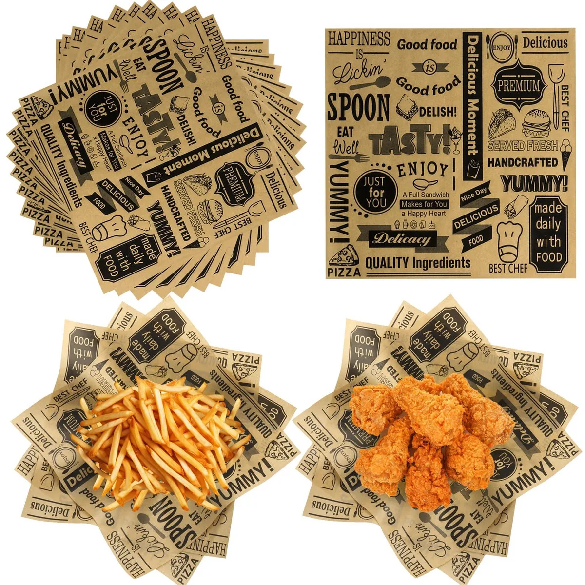 LOTMER Classic Brown Unbleached Wax Paper Sheets 100 PCS 12 x 12 Inch — product photo
