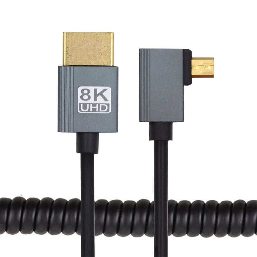 LORDWORLD LORDWORLD Micro HDMI 2.1 Male-D to Male-A 90° Left Coiled 100cm 48Gbps 8K 60Hz — product photo