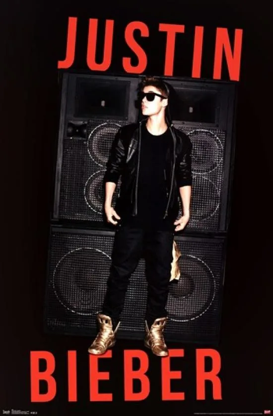 Posterazzi TIARP2083 wall art poster, 22 by 34 inches, Justin Bieber speakers design