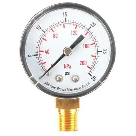 Value Brand Value Brand Commercial Pressure Gauge 0-30 psi 2 in Dial 1/4 in NPT — product photo
