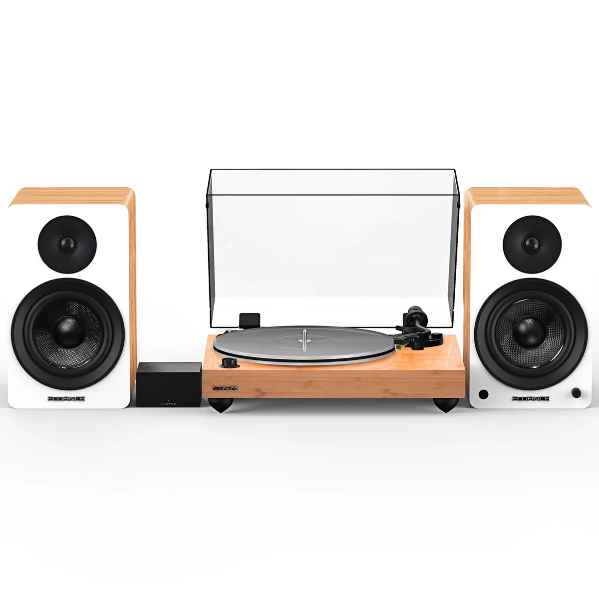 Fluance Fluance RT85NBPA61W Turntable PA10 Preamp Ai61 6.5" Speakers Nagaoka MP-110 120W Bluetooth Bamboo — product photo